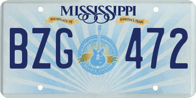 MS license plate BZG472