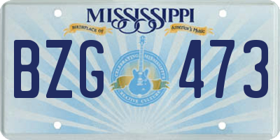 MS license plate BZG473
