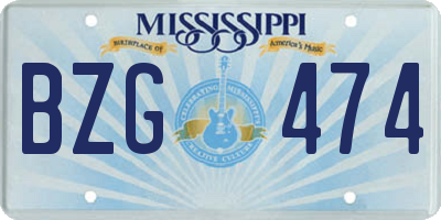 MS license plate BZG474