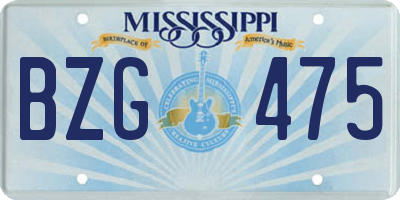 MS license plate BZG475