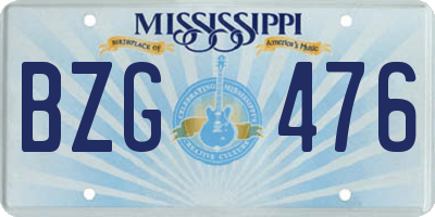 MS license plate BZG476