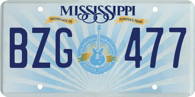 MS license plate BZG477
