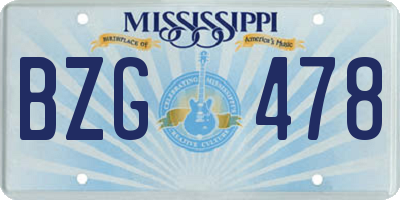 MS license plate BZG478
