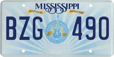 MS license plate BZG490