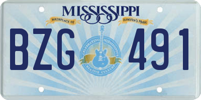 MS license plate BZG491