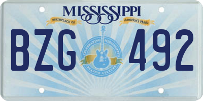 MS license plate BZG492