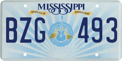 MS license plate BZG493