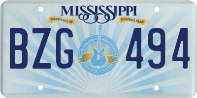 MS license plate BZG494