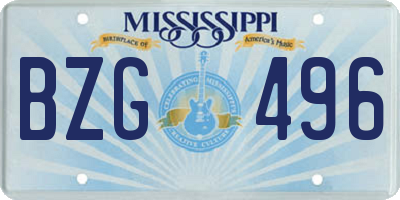MS license plate BZG496