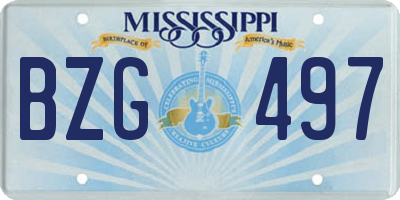 MS license plate BZG497