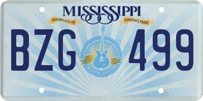 MS license plate BZG499