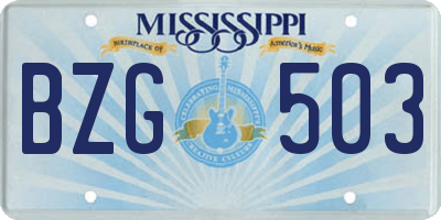 MS license plate BZG503