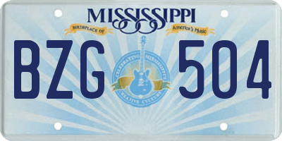 MS license plate BZG504