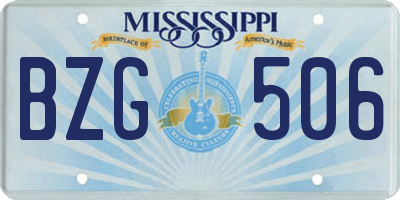 MS license plate BZG506