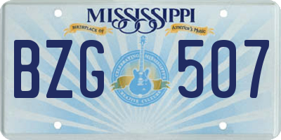 MS license plate BZG507