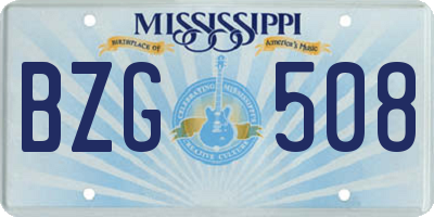 MS license plate BZG508