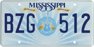 MS license plate BZG512