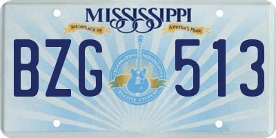MS license plate BZG513