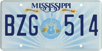MS license plate BZG514