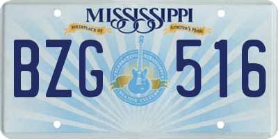 MS license plate BZG516