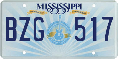 MS license plate BZG517