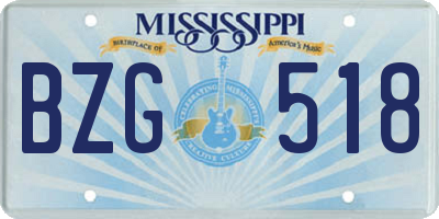 MS license plate BZG518