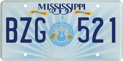 MS license plate BZG521