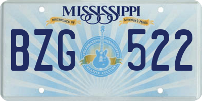 MS license plate BZG522