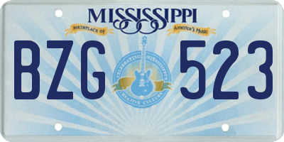 MS license plate BZG523