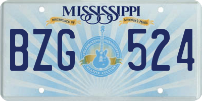MS license plate BZG524