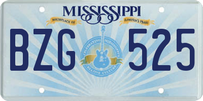 MS license plate BZG525