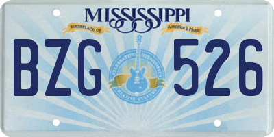 MS license plate BZG526