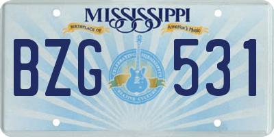MS license plate BZG531
