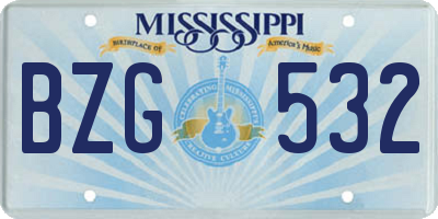 MS license plate BZG532