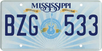 MS license plate BZG533