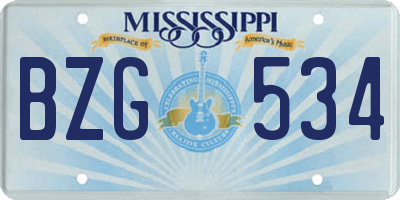 MS license plate BZG534