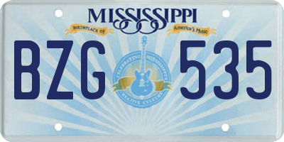 MS license plate BZG535