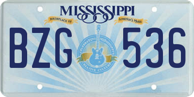 MS license plate BZG536