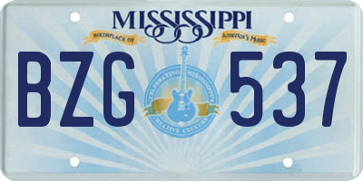 MS license plate BZG537
