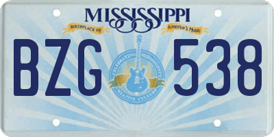 MS license plate BZG538