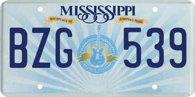 MS license plate BZG539