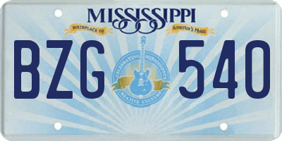 MS license plate BZG540