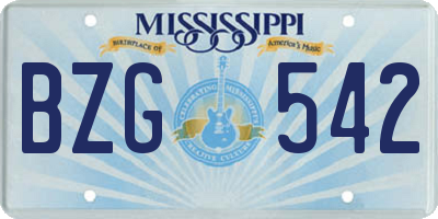 MS license plate BZG542