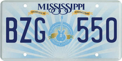 MS license plate BZG550