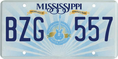 MS license plate BZG557