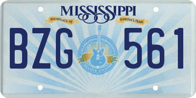 MS license plate BZG561
