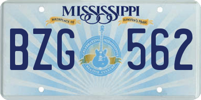 MS license plate BZG562