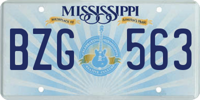 MS license plate BZG563