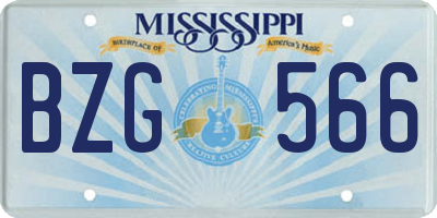 MS license plate BZG566