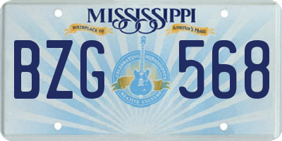 MS license plate BZG568